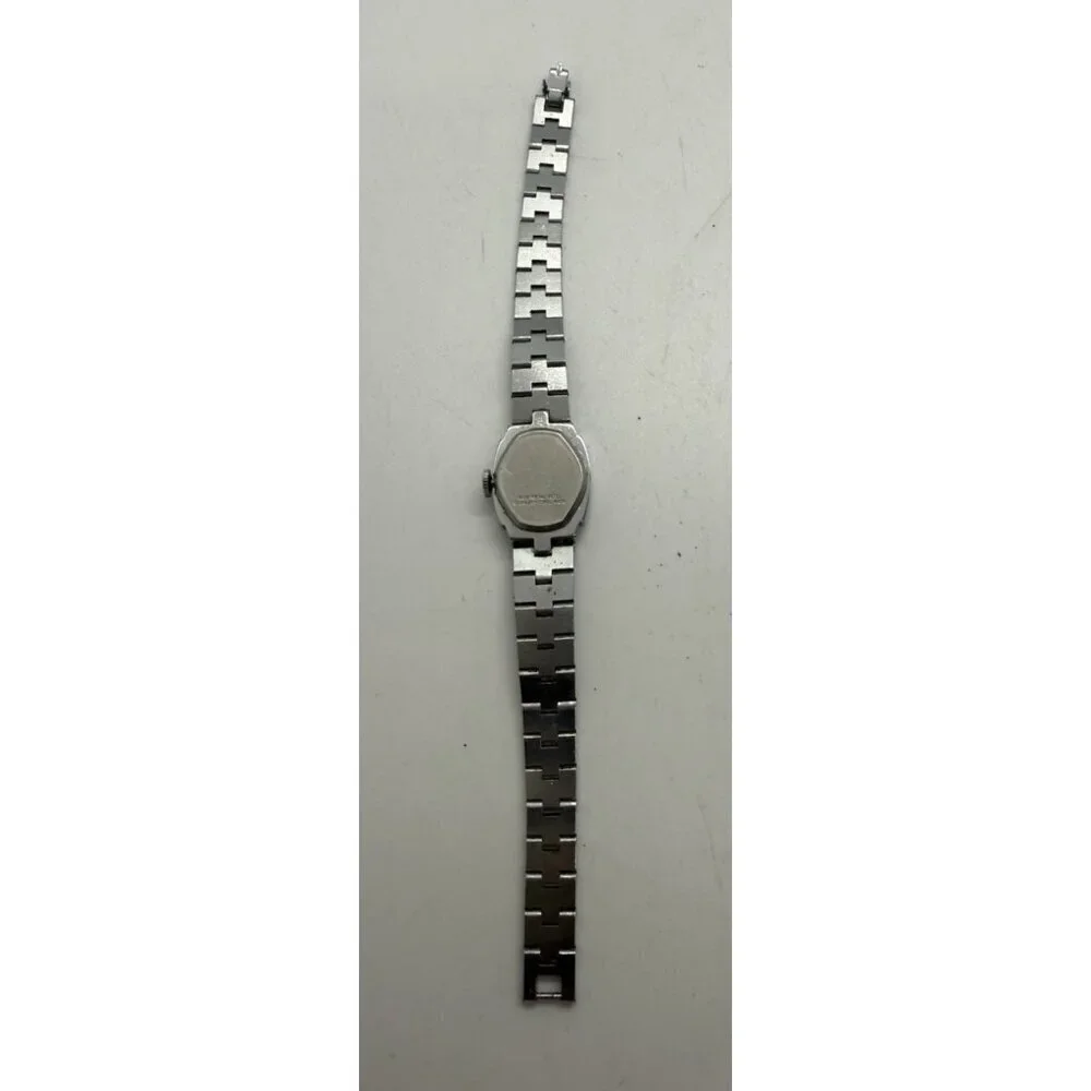 Vtg Timex Watch Women's 18mm Silver Tone Mechanical Manual Wind Square Stainless